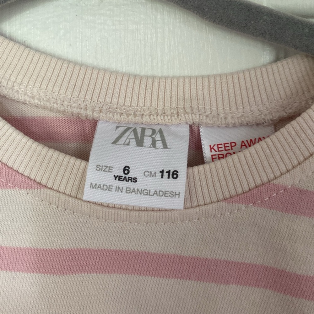Zara kids t-shirt size 6 girls color pink and cream - Picture 3 of 3